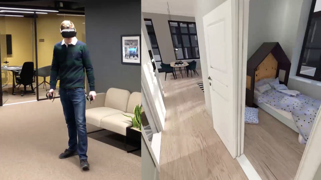 Person som er på boligvisning med VR-briller